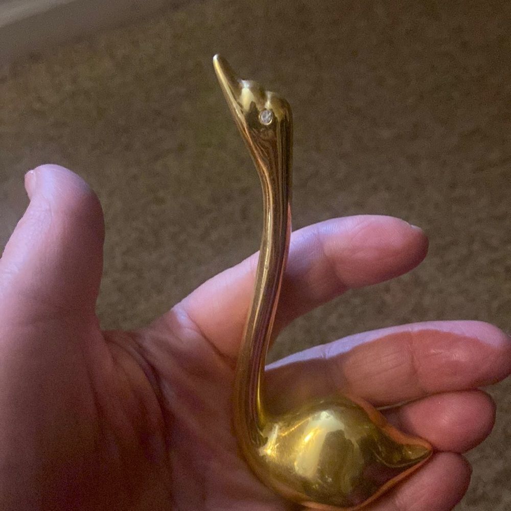 Vintage Solid Brass Swan